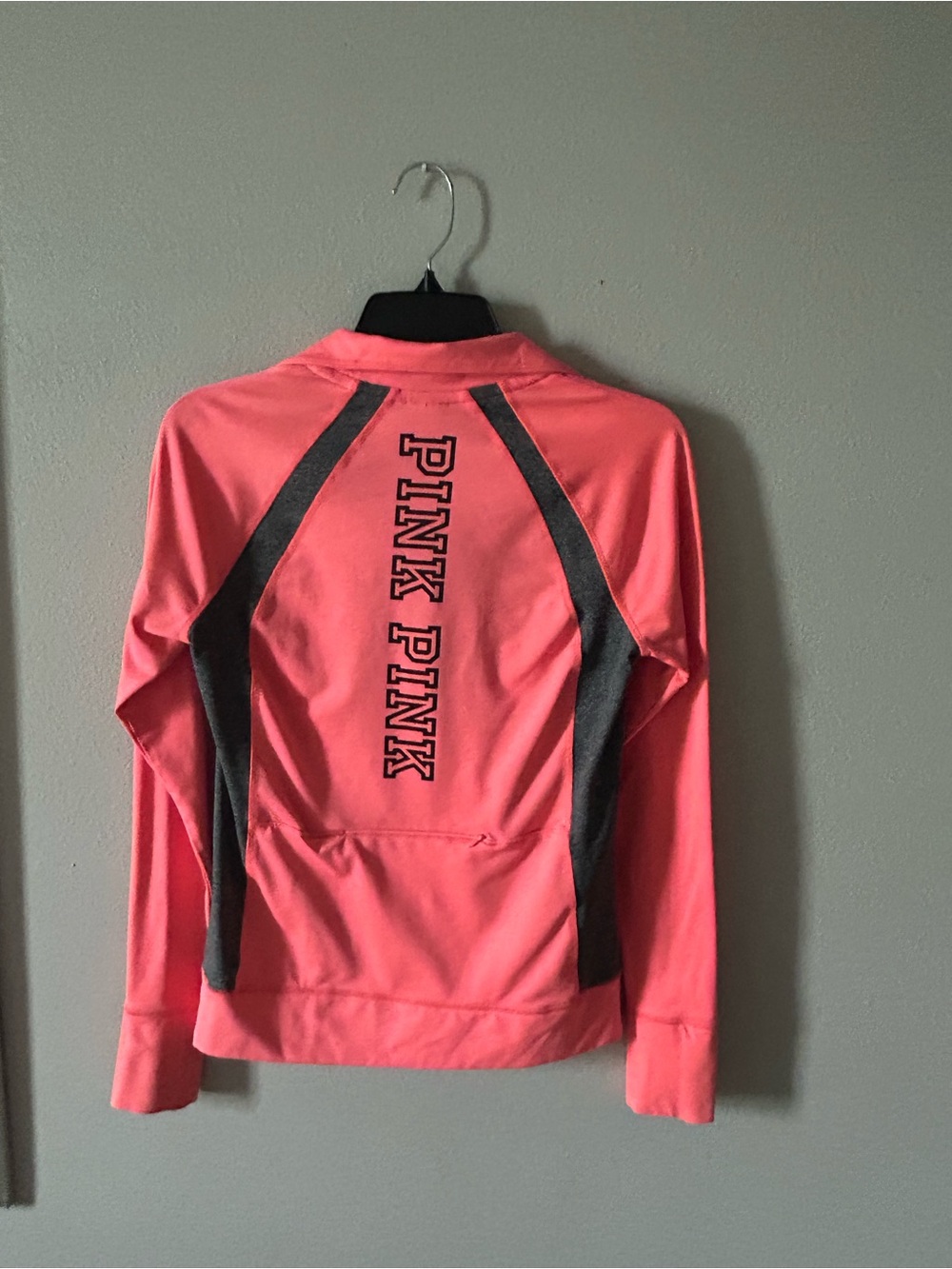 PINK 2010 ULTIMATE Half-Zip Pullover in Bright Coral with Charcoal Panelsy